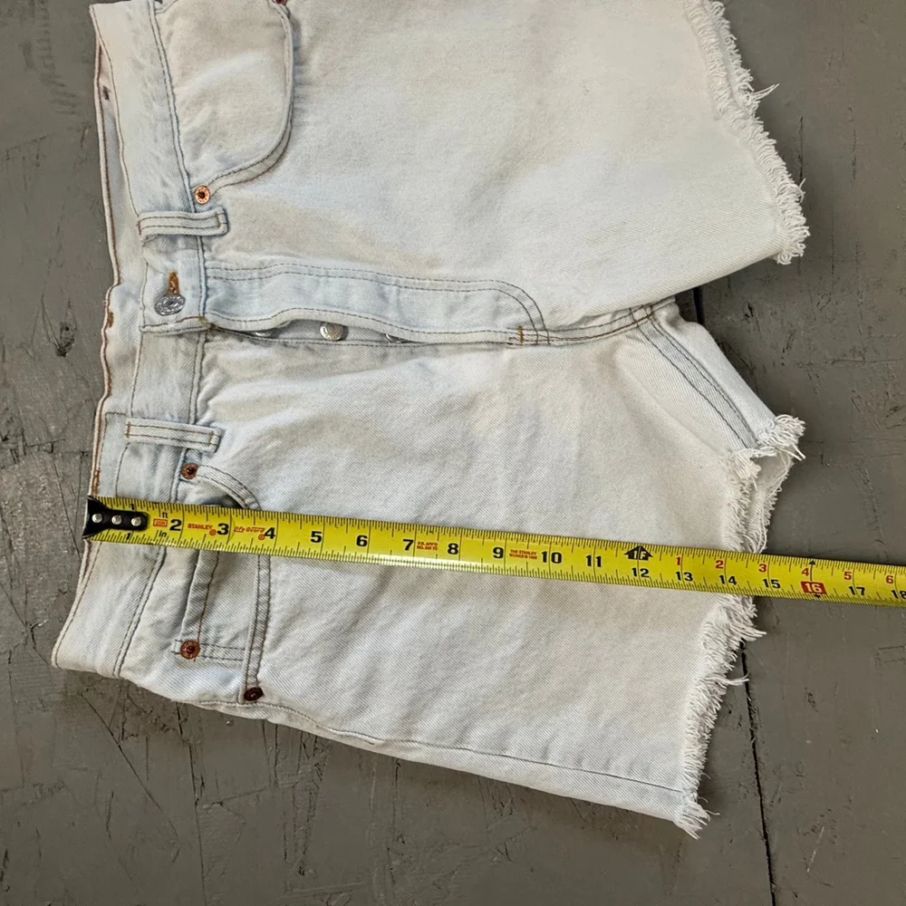 Levi’s 501 Light Wash Cutoff Denim Shorts | Distressed | 32” Waist - Picture 7 of 7